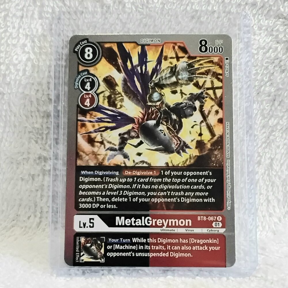 5/$20 Mint MetalGreymon Digimon Holo Card BT8-067 R by Bandai!!